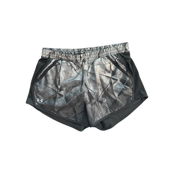 Under Armour Metallic HeatGear Running Shorts M Silver Black - Picture 2 of 8
